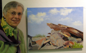 Karen and Her Painting "Long Ago . . . Here Now"